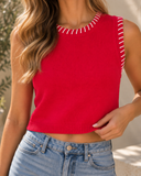 Stitch Detail Cropped Sweater Vest Top