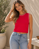 Stitch Detail Cropped Sweater Vest Top