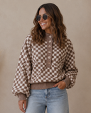 Checkerboard Button-Front Sweater