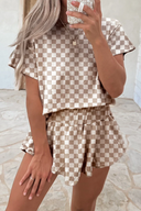 Just Go With It Checkerboard T Shirt and High Waist Skorts 2 Pie ce Outfit | Pre-Order