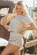 Just Go With It Checkerboard T Shirt and High Waist Skorts 2 Pie ce Outfit | Pre-Order