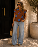 Chestnut Floral Knit Sleeveless Top