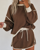 Chic Duo Contrast Pullover Skort Set | 4 Color Options
