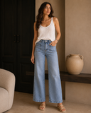 Chic Patch Pocket Straight Leg Loose Jeans