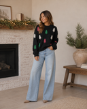 Christmas Tree Appliqué Knit Sweater