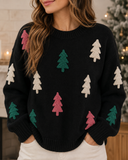 Christmas Tree Appliqué Knit Sweater