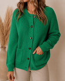Chunky Buttoned Front Round Neck Cardigan Sweater