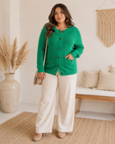 Chunky Buttoned Front Round Neck Cardigan Sweater