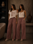 Cocoa Studded Chill Wideleg Pants