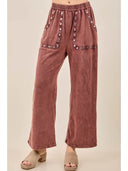 Cocoa Studded Chill Wideleg Pants