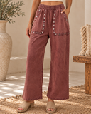 Cocoa Studded Chill Wideleg Pants