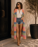 Color Block Sleeveless Knit Long Cardigan