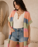 Color Block Sleeveless Knit Long Cardigan