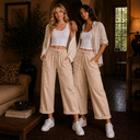 Color Washed Straight Wide Leg Pants