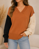 Colorblock Patchwork Knit Sweater