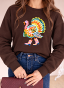Colorful Turkey Boots Thanksgiving Graphic Sweatshirt