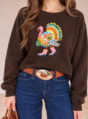 Colorful Turkey Boots Thanksgiving Graphic Sweatshirt