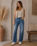 Comet Stretch Low Slung Baggy Straight Jeans - Dark