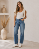 Comet Stretch Low Slung Baggy Straight Jeans - Dark