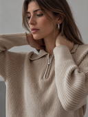 Sloane Avenue Ribbed Half-Zip Collared Sweater