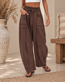 Contrast Stitch Wide Leg Lounge Pants