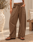 Contrast Stitch Wide Leg Lounge Pants