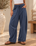 Contrast Stitch Wide Leg Lounge Pants
