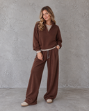 Cozy Current Split Neck Pullover & Relaxed Wide Leg Pants