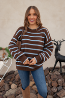 Coastal Rhythm Contrast Stripe Knit Sweater