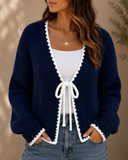 Cozy Charm Ribbon Tie Knit Cardigan