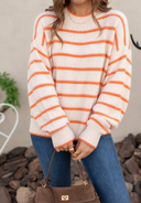 Coastal Rhythm Contrast Stripe Knit Sweater