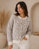 Cozy Khaki Leopard Button Cardigan