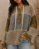 Cozy Patchwork Button Hoodie