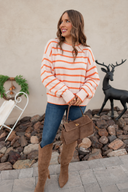 Coastal Rhythm Contrast Stripe Knit Sweater
