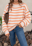 Coastal Rhythm Contrast Stripe Knit Sweater