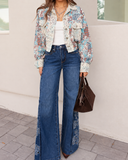 Crochet Lace Patch Floral Jacket Top