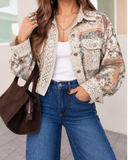Crochet Lace Patch Floral Jacket Top