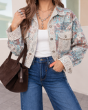 Crochet Lace Patch Floral Jacket Top