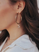 Krush Kouture: Hammered Hoop Earrings with Charm-Hoop Earrings-Rae Collective, Women's Online Fashion Boutique Located in Phoenix, Arizona (Scottsdale Area)