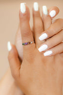 Tourmaline 3 Stone Sterling Silver Dainty Ring-Dainty Rings-Rae Collective, Women's Online Fashion Boutique Located in Phoenix, Arizona (Scottsdale Area)
