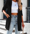 KKB LABEL Button Up Long Sleeve Blazer with Pocket MADE TO ORDER-Jacket-Krush Kandy, Women's Online Fashion Boutique Located in Phoenix, Arizona (Scottsdale Area)