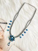 Indigo Blue Dahlia Desert Pearl Necklace Bag 22