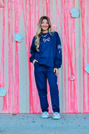 Navy Bow Sweatshirt-Rae Collective, Women's Online Fashion Boutique Located in Phoenix, Arizona (Scottsdale Area)
