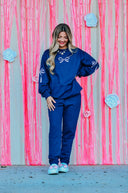 Navy Bow Sweatshirt-Rae Collective, Women's Online Fashion Boutique Located in Phoenix, Arizona (Scottsdale Area)