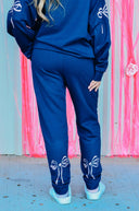 Navy Bow Joggers-Rae Collective, Women's Online Fashion Boutique Located in Phoenix, Arizona (Scottsdale Area)