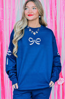 Navy Bow Sweatshirt-Rae Collective, Women's Online Fashion Boutique Located in Phoenix, Arizona (Scottsdale Area)