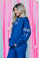 Navy Bow Sweatshirt-Rae Collective, Women's Online Fashion Boutique Located in Phoenix, Arizona (Scottsdale Area)