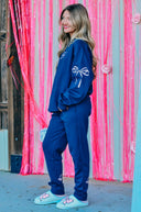 Navy Bow Joggers-Rae Collective, Women's Online Fashion Boutique Located in Phoenix, Arizona (Scottsdale Area)
