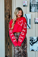 Hugs & Kisses Red Sweatshirt-Rae Collective, Women's Online Fashion Boutique Located in Phoenix, Arizona (Scottsdale Area)
