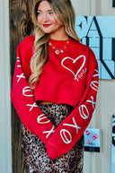 Hugs & Kisses Red Sweatshirt-Rae Collective, Women's Online Fashion Boutique Located in Phoenix, Arizona (Scottsdale Area)
